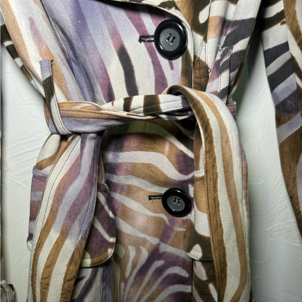 Alberto Makali size 8 purple animal print trench coat - Picture 4 of 8